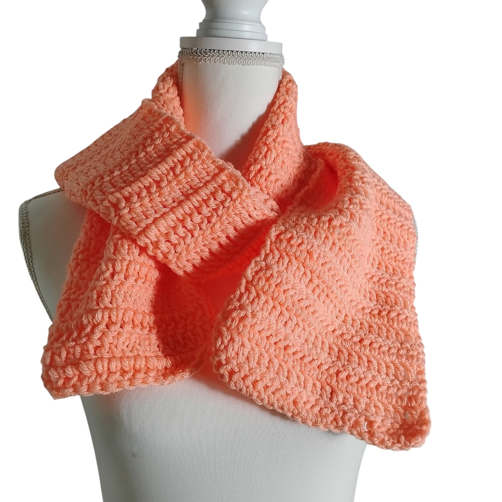 Hand Crafted Coral Crochet Scarf